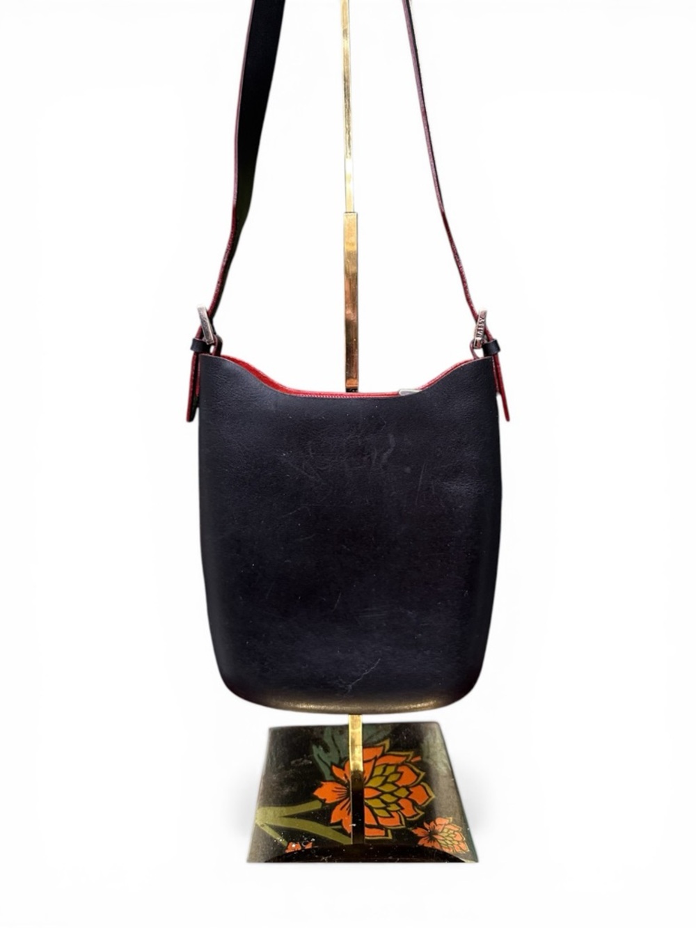Vintage Bally Black Leather Bucket Bag Minimalist Crossbody Shoulder